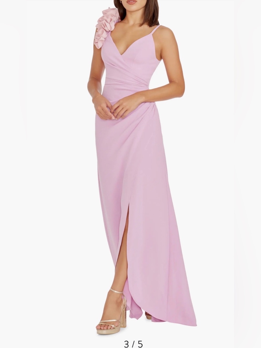 NEW Dress the Population Camelia Ruffle One-Shoulder Gown, XXL